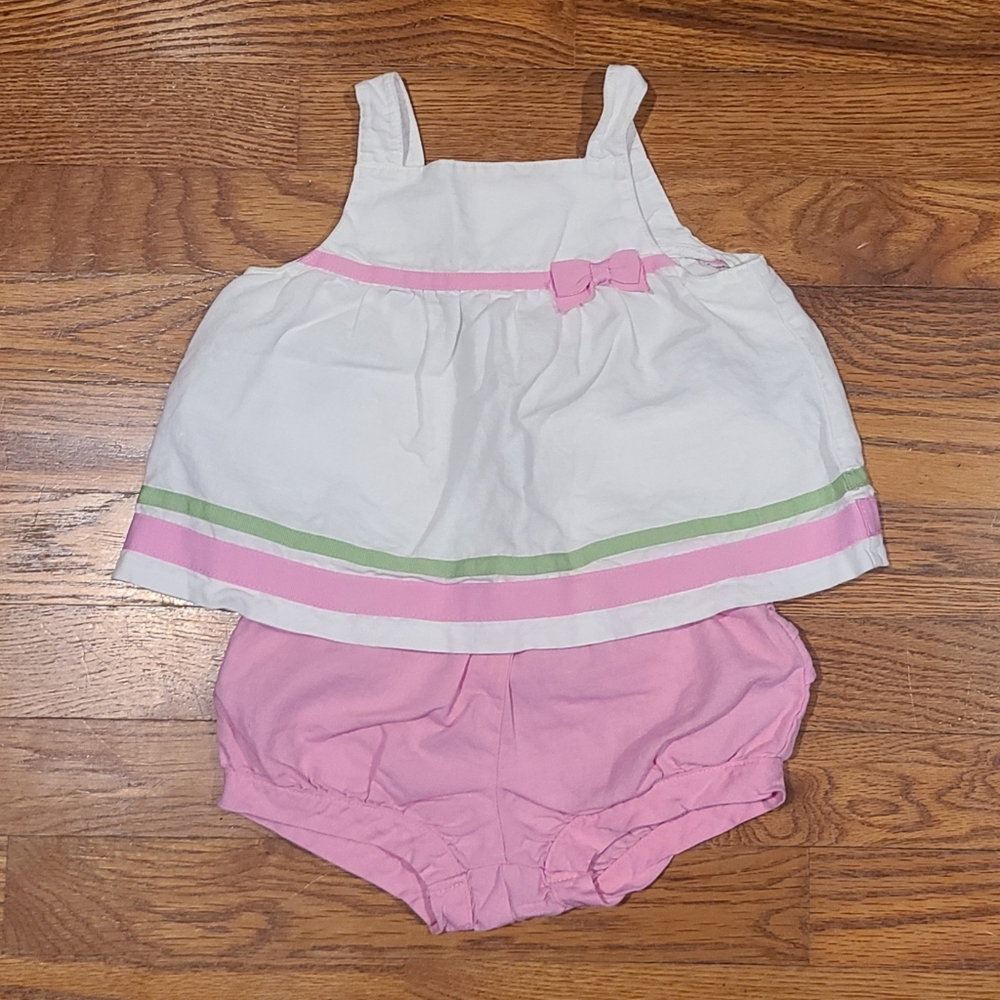 Gymboree White Outfit with Pink and Green Accents Size 18-24 Months